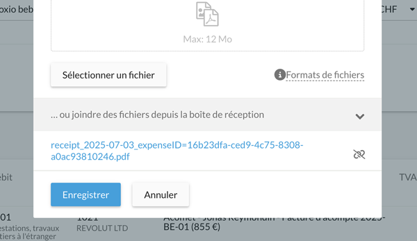 Interface de gestion automatique des reçus et documents